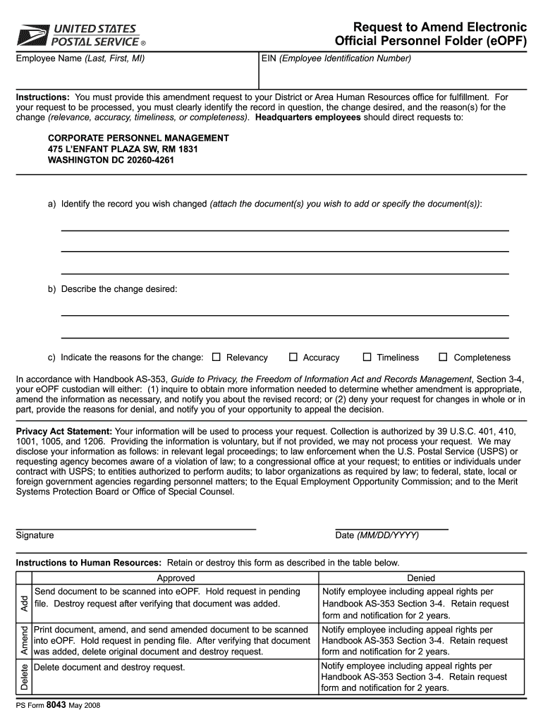  Ps Form 8043 2008-2024