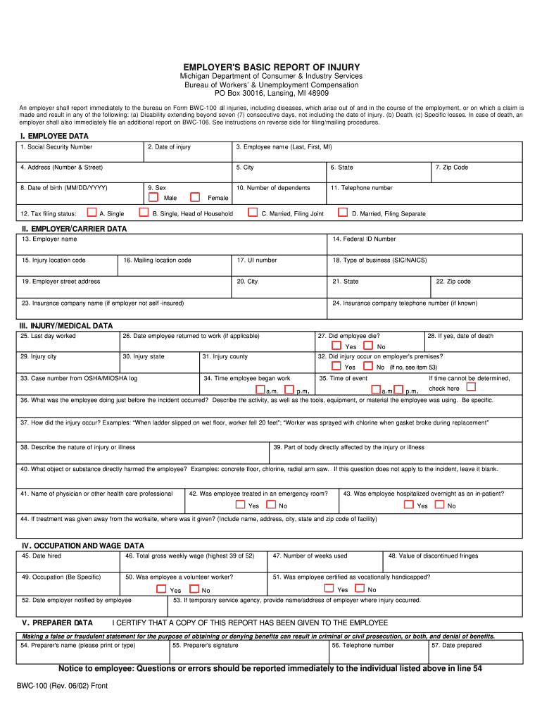  Bwc 100 Form 2002