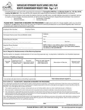 Vantagecare Retirement Health Savings Plan Reimbursement Request Form