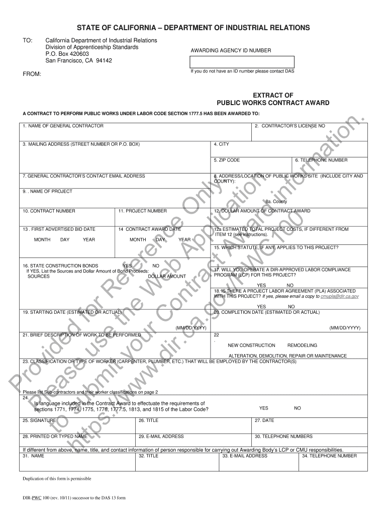 Department of Industrial Relations California How Do I Add a Contractor in the Pwc100  Form