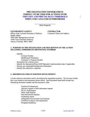 Get and Sign Federal Government Prenegotiation Memo Sample 2006-2022 Form