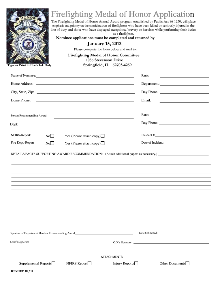  Medal of Honor Application PDF , 101KB  the Office of the Illinois    Sfm Illinois 2011-2024