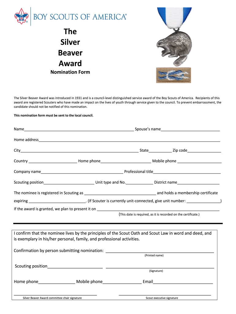Silver Beaver Application  Form