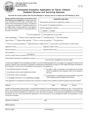 Homestead Act for Clermont County Ohio to Fill Out Online  Form