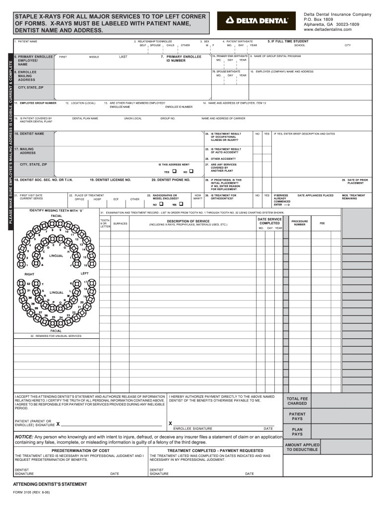  Deltal Dental Claim Forms 2006-2024