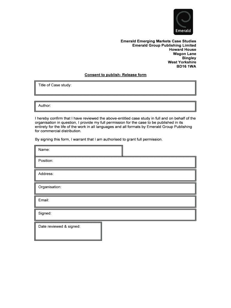 Consent to Publish Release Form  Emerald