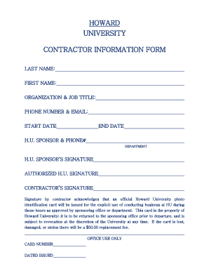 Contractor Information Form