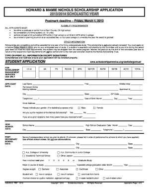 Howard and Mamie Nichols Scholarship  Form