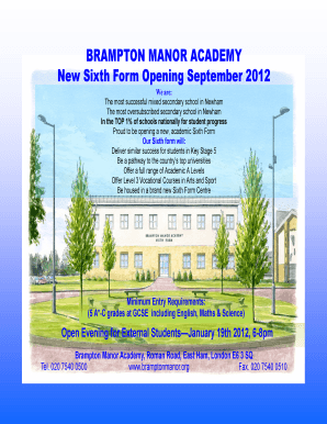 Brampton Manor Sixth Form Application