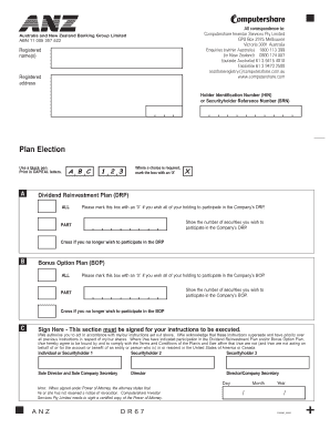 Anz Dividend Reinvestment Plan  Form