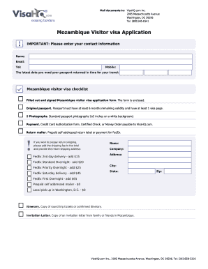 Mozambique Visa Fillable Form