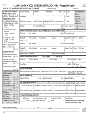 ClARK CoUnTy School DISTRIcT ReGISTRATIon FoRM Please