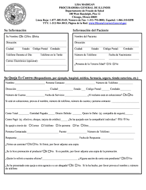 Health Care Complaint Form Espa Ol Illinois Attorney General