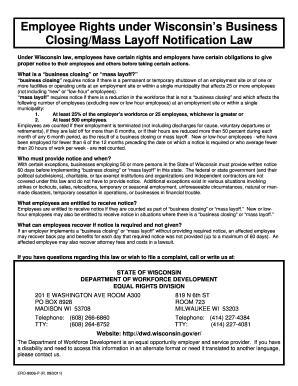 Employe Rights under Wisconsin&#039;s Dwd Wisconsin  Form