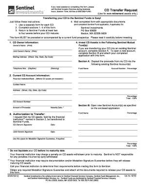 If You Need Assistance Completing This Form, Please Call Sentinel Investor Services during Business Hours, Eastern Time, Toll at