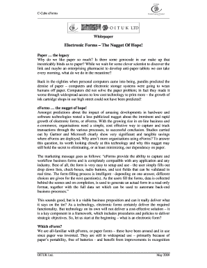 Electronic Forms the Nugget of Hope! CCube Solutions