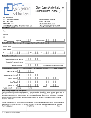 electronic funds transfer authorization form