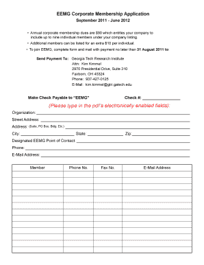 EEMG Corporate Membership Application Please Type in the Pdf&#039;s Eemg  Form