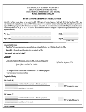 FFY ARRA Quarterly Reporting Information Form CT Gov