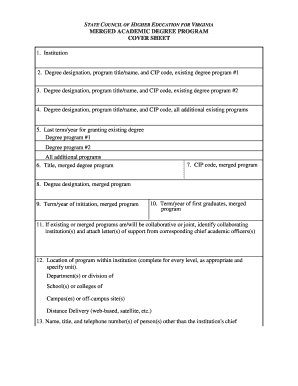 Merging Academic Programs State Council of Higher Education for  Form