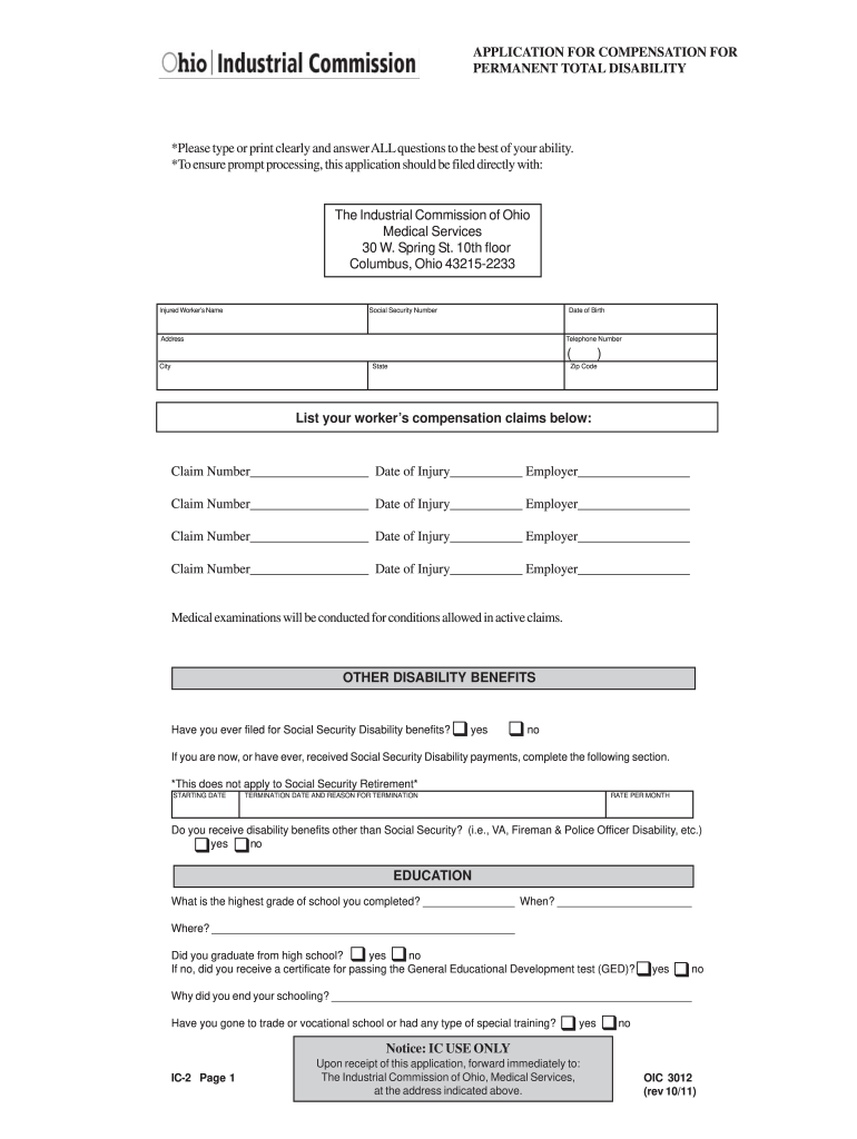 Get and Sign ATTENTION  the Industrial Commission of Ohio 2011-2022 Form