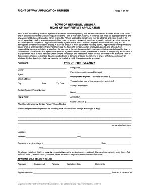 Town of Herndon Row Permit Office Form