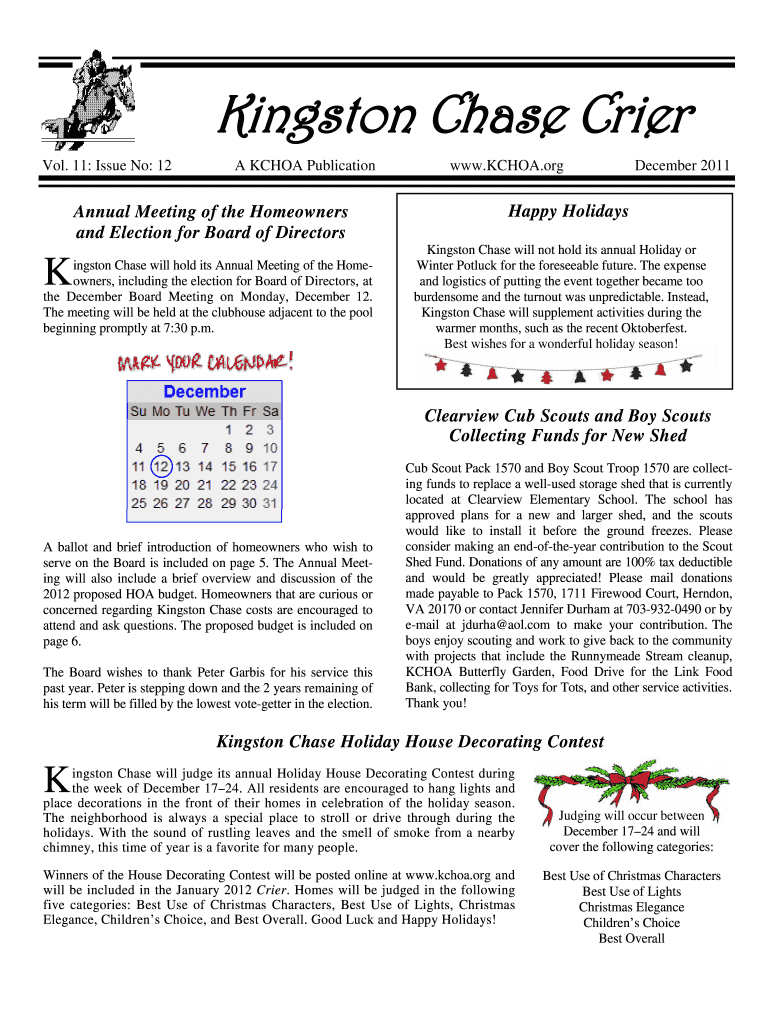 December Crier Kingston Chase  Form