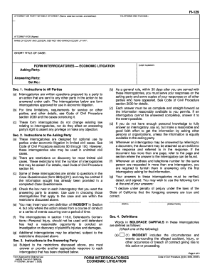 Form Interrogatories Economic Litigation