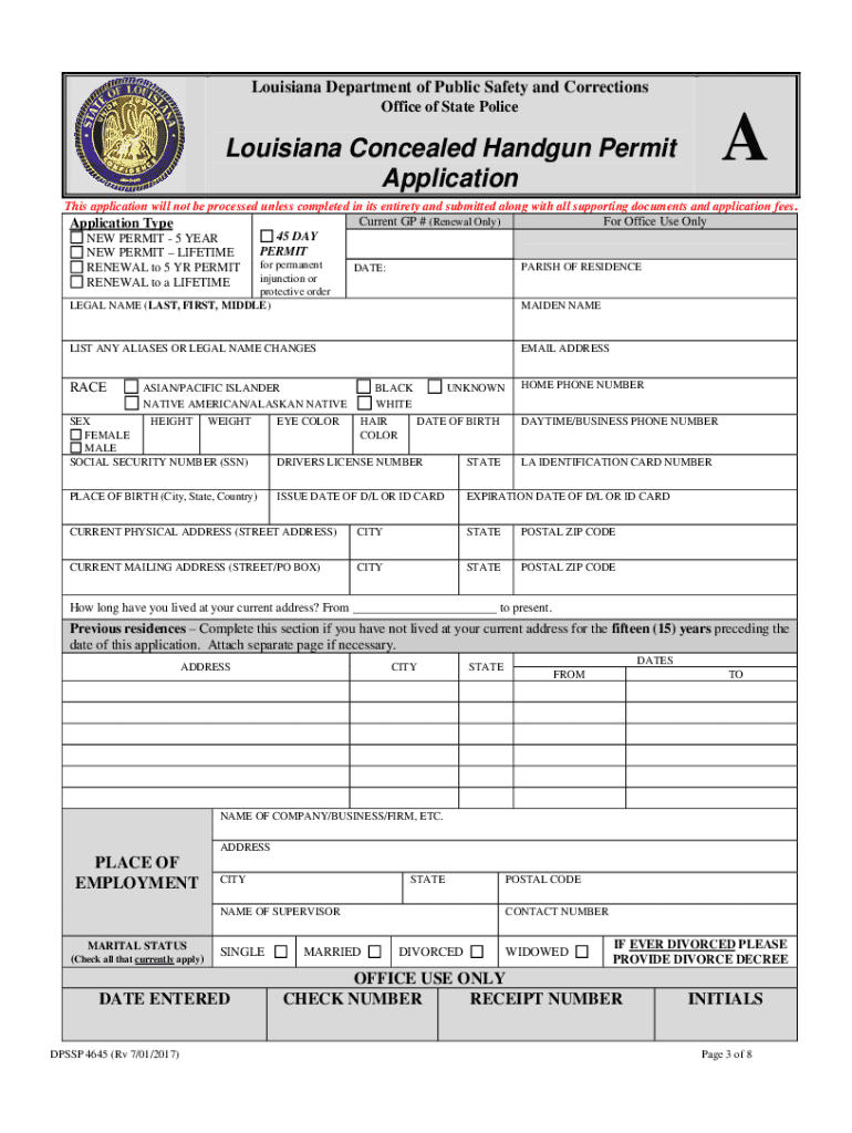 Concealed Carry Louisiana  Form