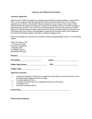 Composition, Literacy, and Rhetorical Studies Minor Application Form
