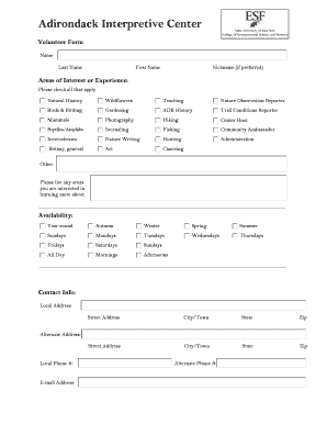 Adirondack Interpretive Center Esf  Form