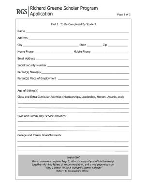 Richard Greene Scholarship  Form