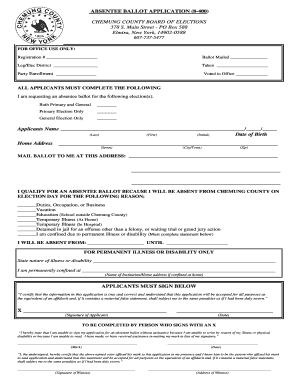 Chemung County Board of Elections  Form