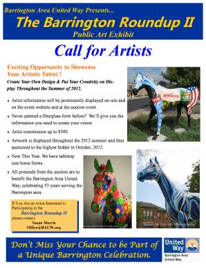 Call for Artists Barrington Area United Way Home Bauw  Form