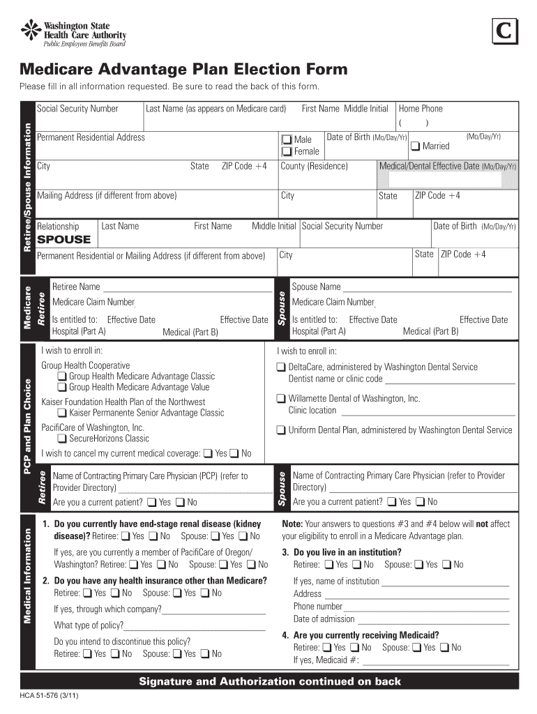 Medicare Advantage Plan Election Form Worklife Wsu