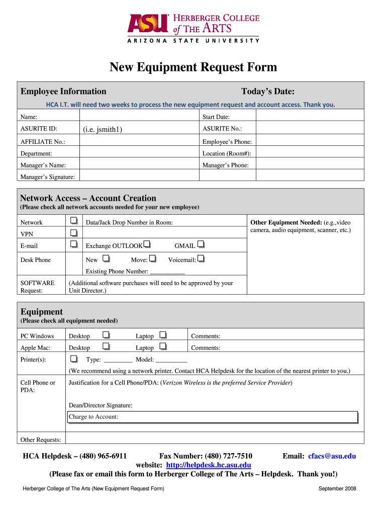  New Equipment Request Form 2008-2024