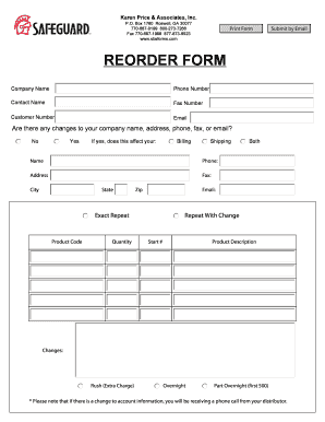 Safeguard Checks Reorder  Form