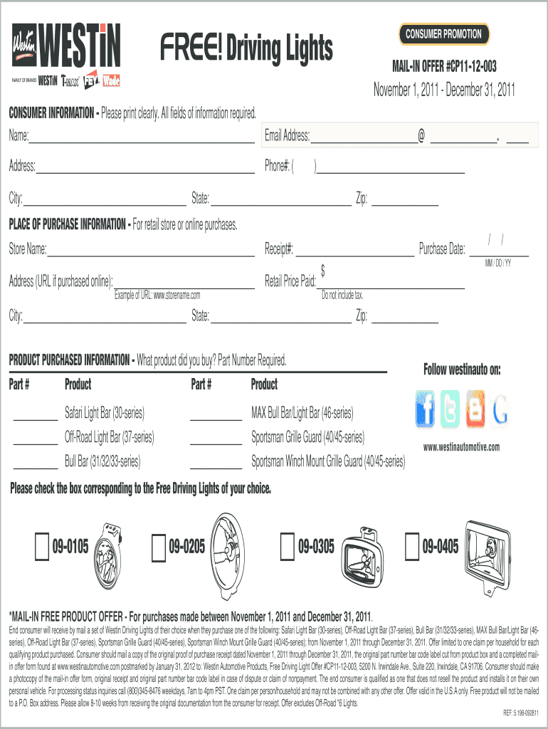 ! Driving Lights  Westin Automotive  Form