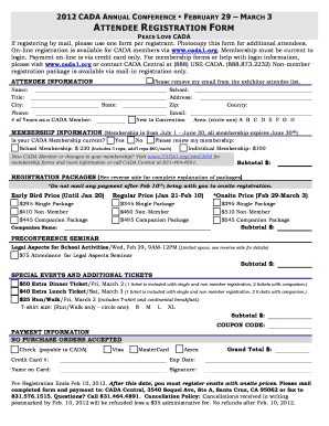 ATTENDEE REGISTRATION FORM CADA Secure Cada1