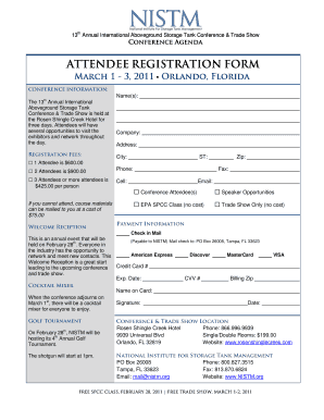 ATTENDEE REGISTRATION FORM March 1 3, Nistm Nistm