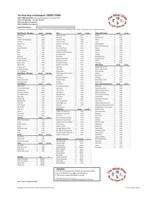 The Meat Shop of Indianapolis ORDER FORM