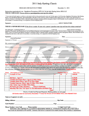 Entry Form Indy Karting Classic
