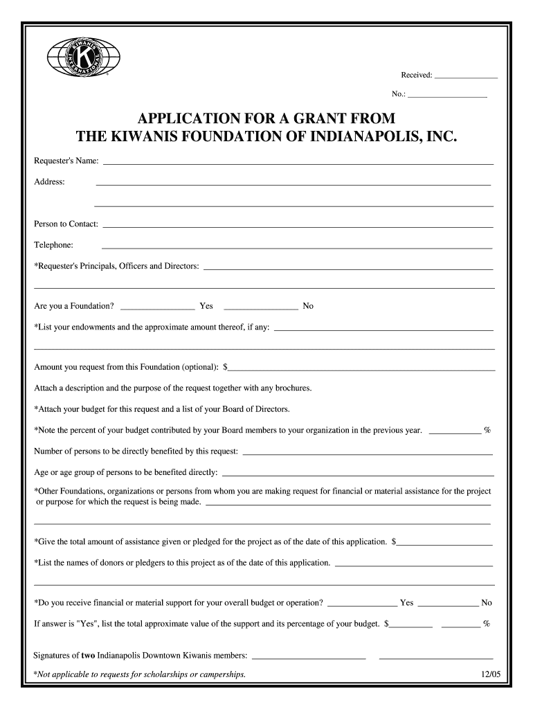 Get and Sign to Download the Grant Application Form  Indianapolis Kiwanis Club  Indykiwanis