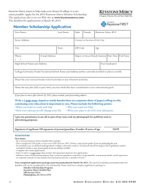 Keystone Mercy Scholarship Form