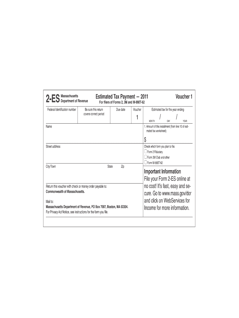 Estimated Tax Payment Voucher 1 1 $ Important Information  Mass