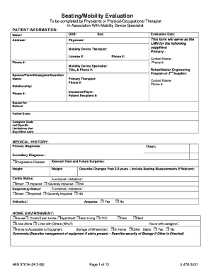 Medicare Wheelchair Evaluation Form