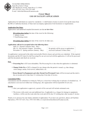 Use of Facilites Application Santa Rosa Junior College Santarosa  Form