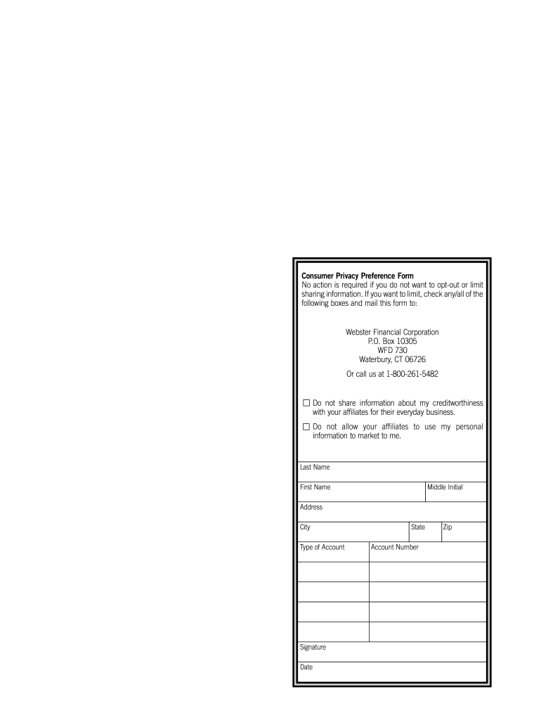 Webster Bank Personal Financial Statement  Form