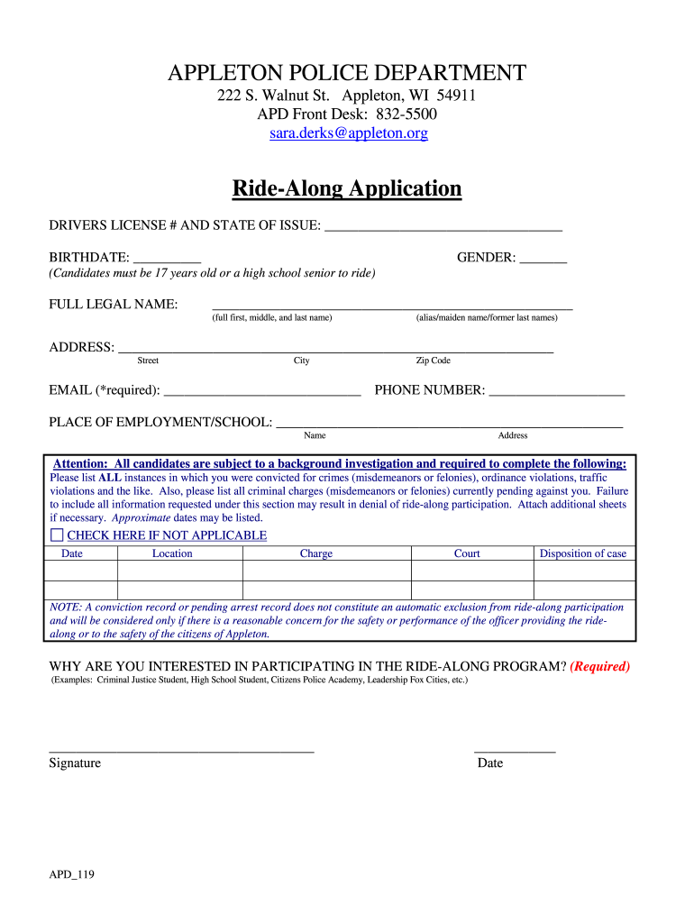 Appleton Police  Form