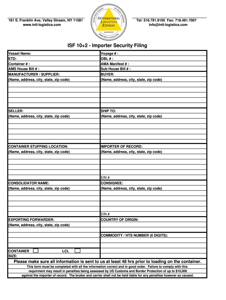 Isf 10 2 Blank Form Excel